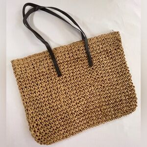 Handwoven bag, Straw handwoven tote bag, Handmade tote bag-Brown